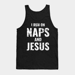 Run On Nap & Jesus Christ Sayings Christian, Funny Christian Distress Style Tank Top